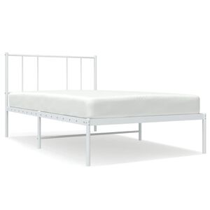 vidaXL Metalinis lovos rėmas su galvūgaliu, baltos spalvos, 90x200cm