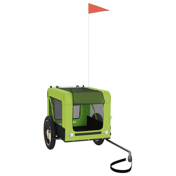 vidaXL Dviračio priekaba augintiniams, žalia/juoda, audinys/geležis