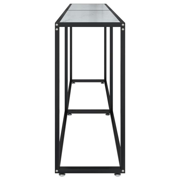 vidaXL Konsolinis staliukas, balto marmuro, 200x35x75,5cm, stiklas