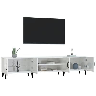 vidaXL Televizoriaus spintelė, balta, 180x31,5x40cm, mediena, blizgi