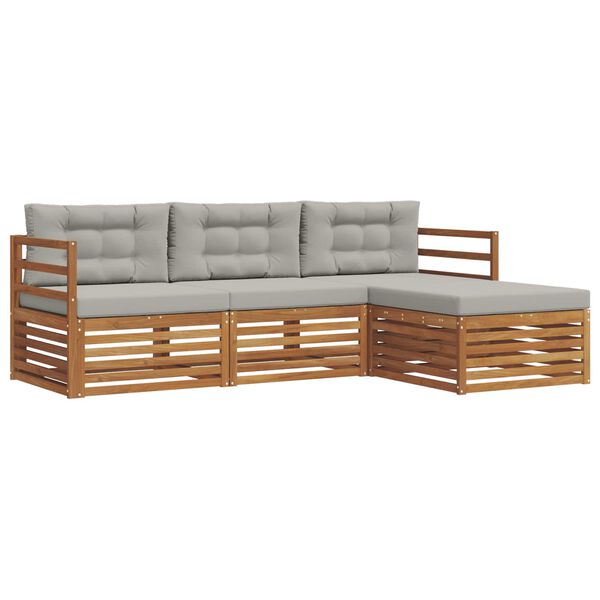 vidaXL Lauko sofos komplektas 4 pcs Natūrali ir &scaron;viesiai pilka