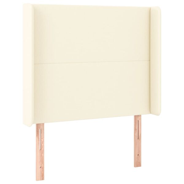 vidaXL Galvūgalis su auselėmis, kreminės, 83x16x118/128cm,dirbtinė oda