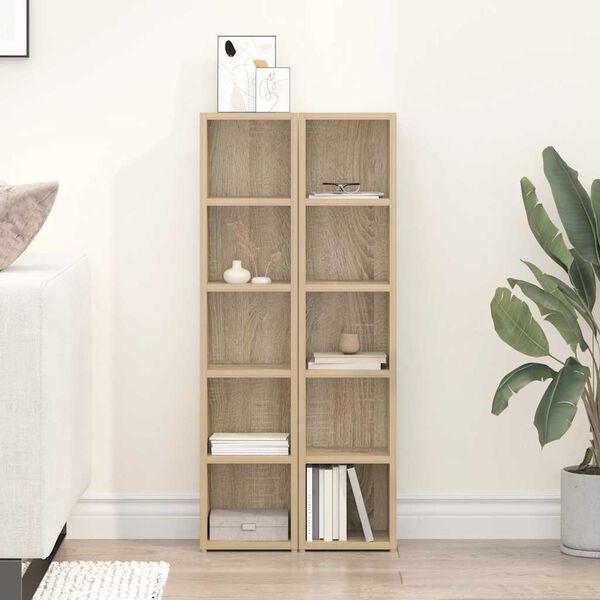 vidaXL Spintelės kompaktiniam diskam, 2vnt., ąžuolo, 21x16x93,5cm, MDP