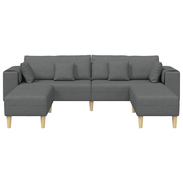 vidaXL Audinio Sofa su pagalve Tamsiai pilka 208 cm audinys