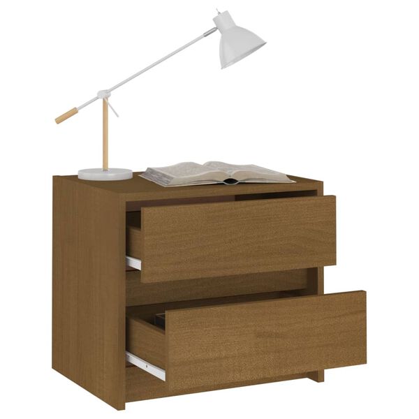 vidaXL Naktinė spintelė, medaus ruda, 40x30,5x35,5cm, pu&scaron;ies masyvas