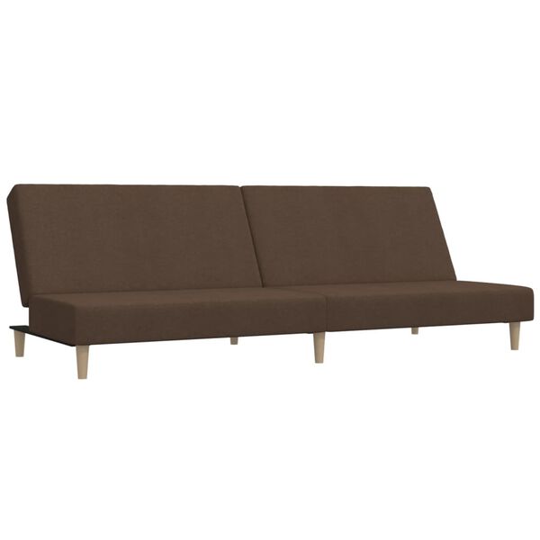 vidaXL Dvivietė sofa-lova, rudos spalvos, audinys