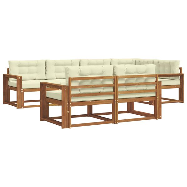 vidaXL Lauko sofos komplektas su pagalve 7 pcs Natūralus ir grietinėlė