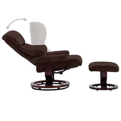 vidaXL Atlošiamas krėslas su pakoja, rudas, dirbtinė oda ir mediena