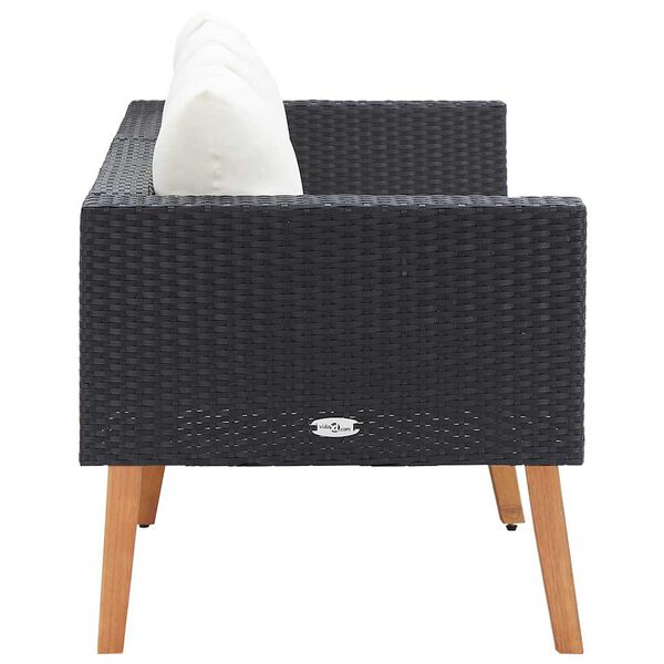 vidaXL Dvivietė sodo sofa su pagalvėlėmis, juodos spalvos, poliratanas