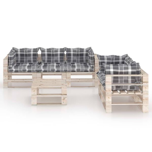 vidaXL Sodo komplektas i&scaron; palečių su pagalvėlėmis, 6 dalių, pu&scaron;is