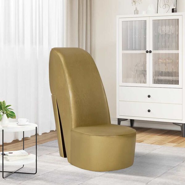 vidaXL Auk&scaron;takulnio formos kėdė, auksinės spalvos, dirbtinė oda