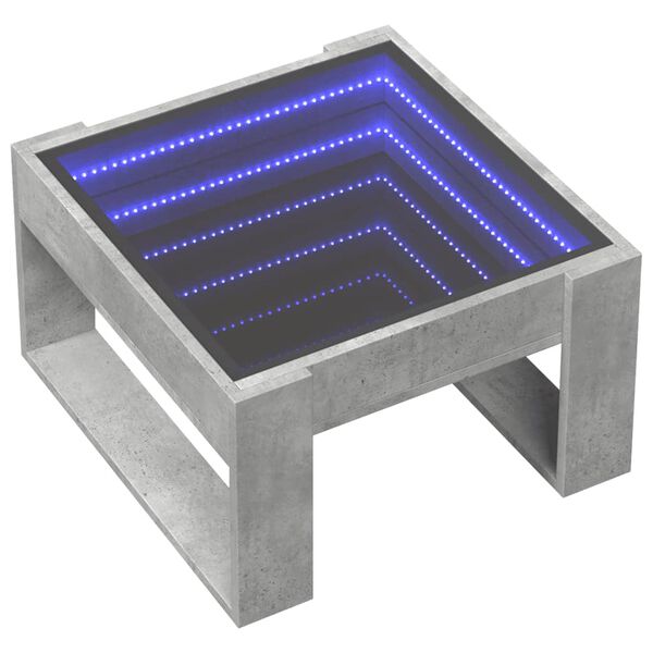 vidaXL Kavos staliukas su Infinity LED lemputėmis, betono, 50x53x30cm