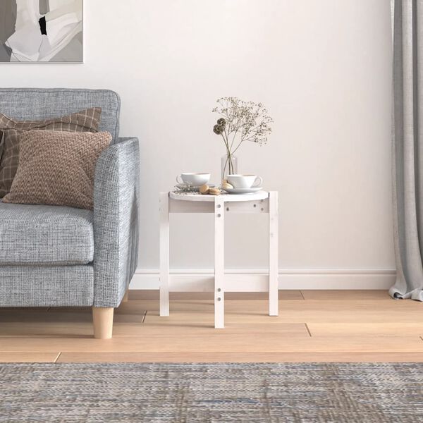 vidaXL Kavos staliukas, baltas, 42,5x45cm, pušies medienos masyvas