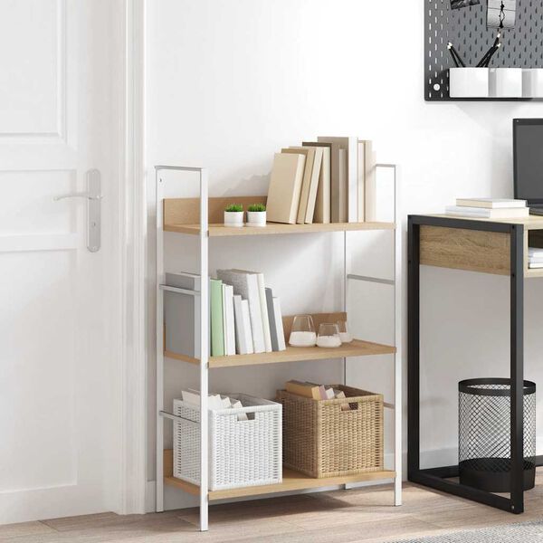 vidaXL Knygų lentyna, 3 auk&scaron;tų, ąžuolo, 60x27,6x90,5cm, mediena