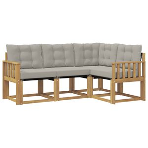 vidaXL Lauko sofos komplektas su pagalve 4 pcs Balta ir &scaron;viesiai pilka