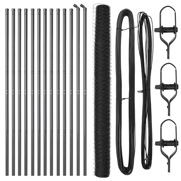 vidaXL Tvorelės stulpas Pilka 25 x 1,6 m (50 mm tinklas)