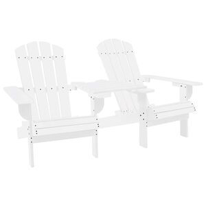 vidaXL Sodo Adirondack kėdės su staliuku, baltos, eglės masyvas