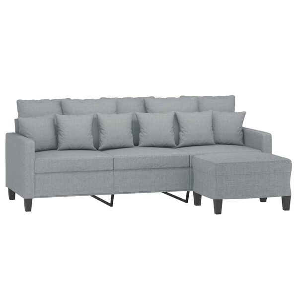 vidaXL Trivietė sofa su pakoja, &scaron;viesiai pilka, 180cm, audinys