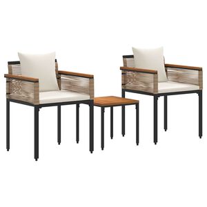 vidaXL Lauko baldų komplektas 3 pcs Bežė ir kreminė balta PE ratanas