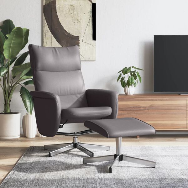 vidaXL Atlo&scaron;iama kėdė su pakoja, pilkos spalvos, dirbtinė oda