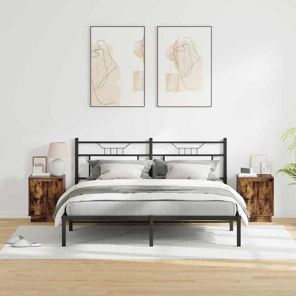 vidaXL &Scaron;alia lovos spintelė su 2 pcs Rūkyta ąžuolas 39 x 34.5 x 50 cm