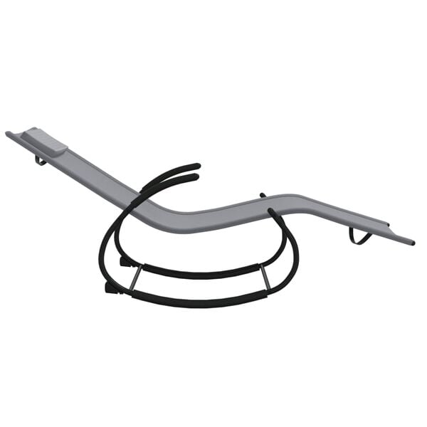 vidaXL Supamas saulės gultas, pilkos spalvos, plienas ir tekstilenas