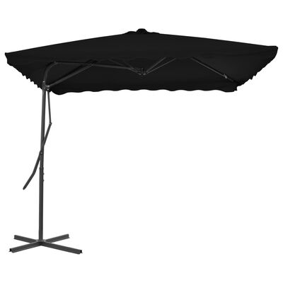 vidaXL Lauko skėtis su plieniniu stulpu, juodos spalvos, 250x250x230cm
