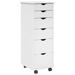 vidaXL Ratuotas kabinetas 34 x 39 x 93,5 cm Kietas pu&scaron;ies medis Balta