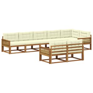vidaXL Lauko sofos komplektas su pagalve 8 pcs Natūralus ir grietinėlė