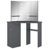 vidaXL Kampinis kosmetinis staliukas su LED, pilkas, 111x54x141,5cm