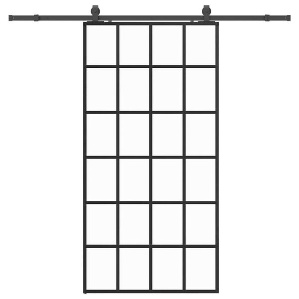 vidaXL Stumdomos durys su įrangos rinkiniu, juodas, 102x205 cm, ESG ir