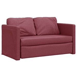 vidaXL Grindų sofa-lova, 2-1, raudonojo vyno, 112x174x55cm, audinys