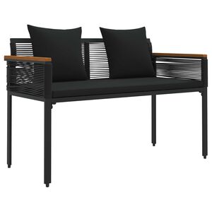 vidaXL Lauko suolas 2 -Seater 117 x 54 x 74.5 cm poliratanas Juoda