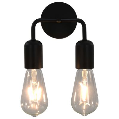 vidaXL Sieninis šviestuvas su kaitrinėmis lemputėmis, juodas, 2W, E27