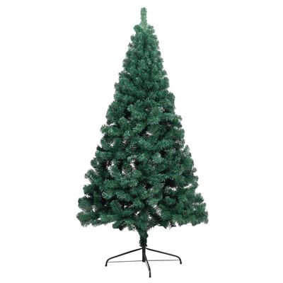 vidaXL Dirbtinė pusinė Kalėdų eglutė su stovu, žalia, 120cm, PVC