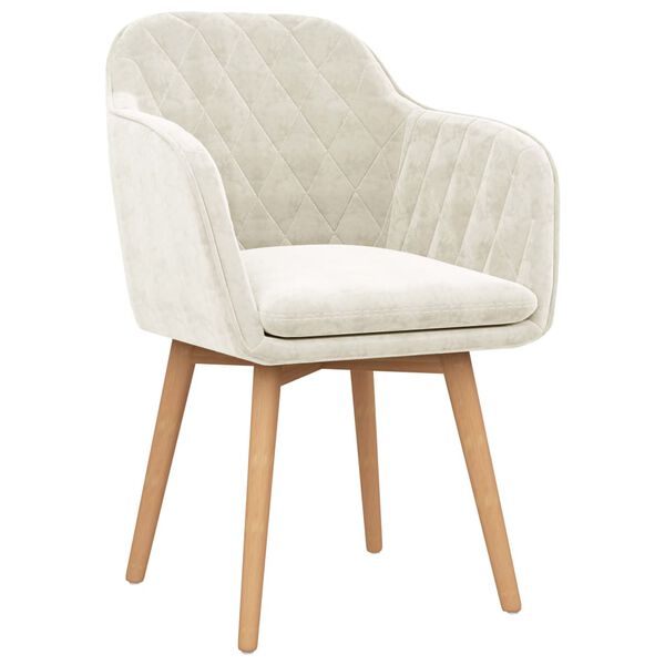 VidaXL Valgomojo kėdės, 6vnt., kreminės spalvos, aksomas (3x289550)