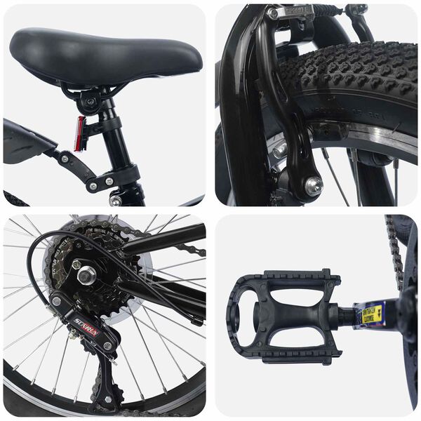 vidaXL Vaikų Dviratis 20 Colių 6-Speed 6-11 metų amžiaus Juoda