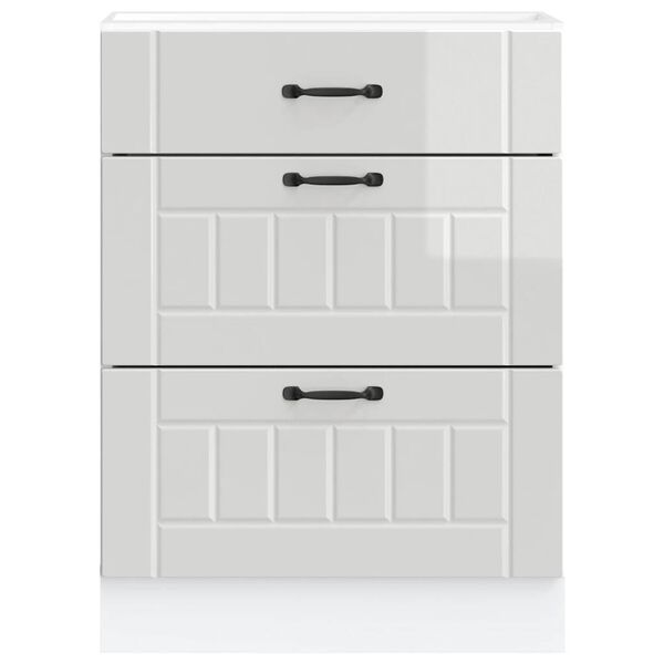 vidaXL Virtuvės spintelė, &bdquo;Lucca&ldquo;, blizgi balta, inžinerinė mediena