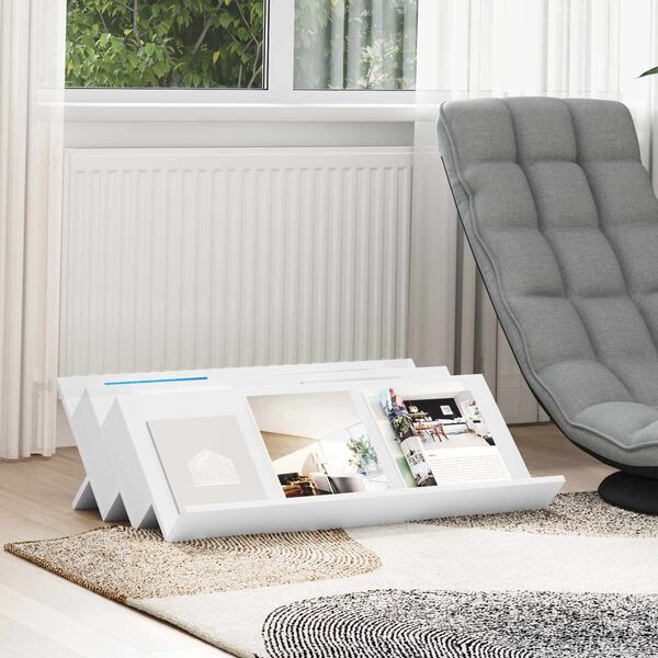 vidaXL Žurnalų stovas Balta 90 x 53 x 28,5 cm Apdirbta mediena