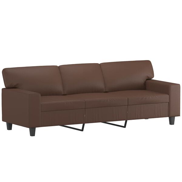 vidaXL Trivietė sofa su pagalvėmis, ruda, 180cm, dirbtinė oda