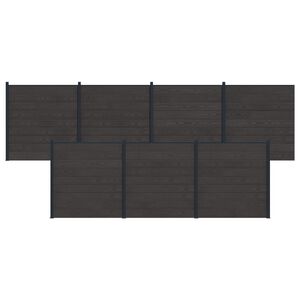 vidaXL Tvoros rinkinys 7 vnt. 1218 x 186 cm WPC ir aliuminis Juoda