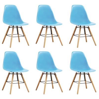 vidaXL Valgomojo kėdės, 6 vnt., mėlynos spalvos, plastikas