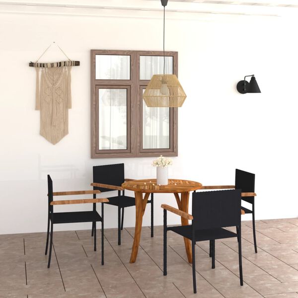 vidaXL Sodo valgomojo baldų komplektas, 5 dalių, juodos spalvos