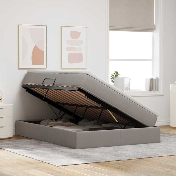 vidaXL Lova su daiktų laikymo vieta ir čiužiniu Taupe 140 x 200 cm