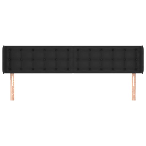 vidaXL Galvūgalis su auselėmis, juodos ,203x16x78/88cm, dirbtinė oda