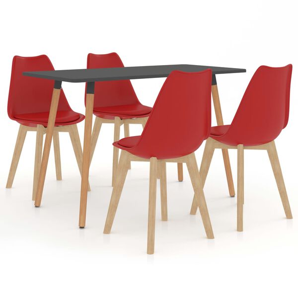 vidaXL Valgomojo komplektas, 5 dalių, raudonos spalvos (287244+289137)