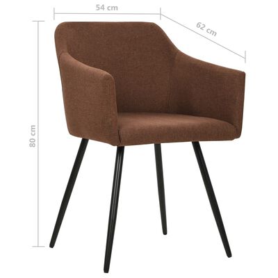 vidaXL Valgomojo kėdės, 6vnt., rudos spalvos, audinys (3x323096)