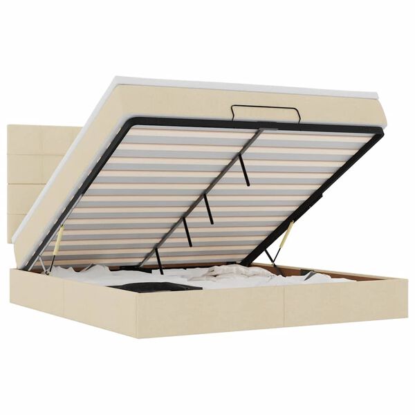 vidaXL Osmanų lova su čiužinio kremu 180x200cm audiniu