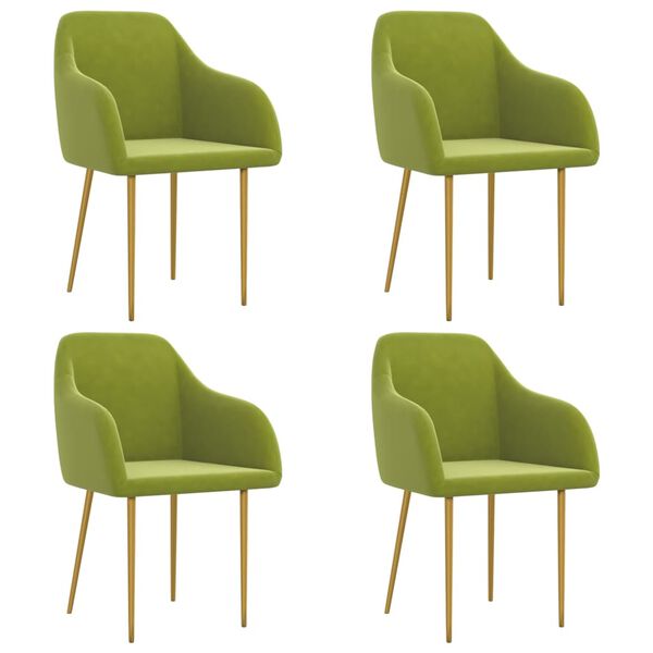 vidaXL Valgomojo kėdės, 4vnt., &scaron;viesiai žalios spalvos, aksomas