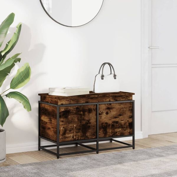 vidaXL Daiktadėžė su dangčiu, dūminė, 80x40x51,5cm, apdirbta mediena